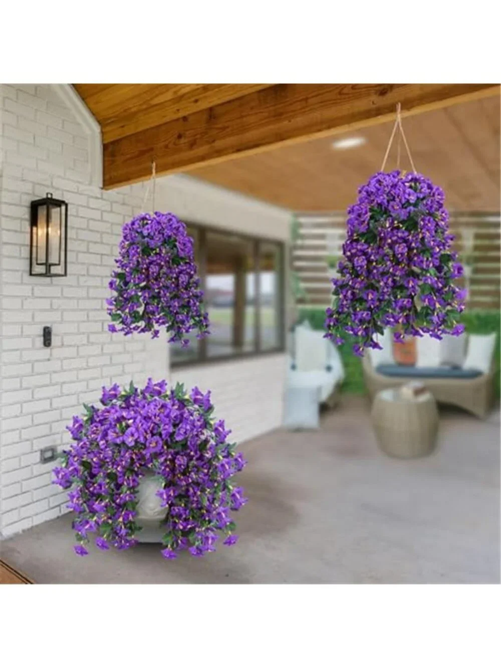 Artificial Hanging Flowers UV Resistant Faux Ivy Vine Outdoor Decor 2 Pack